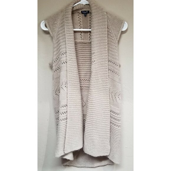 Splendid Womens Small Knitted Sweater Tan Sleeveless Open Drape Duster Cardigan - Picture 1 of 7